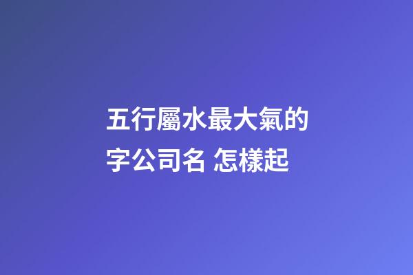 五行屬水最大氣的字公司名 怎樣起-第1張-公司起名-玄機派